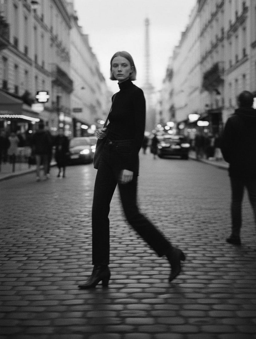 Fashion campaign photo — designer outfit presentation